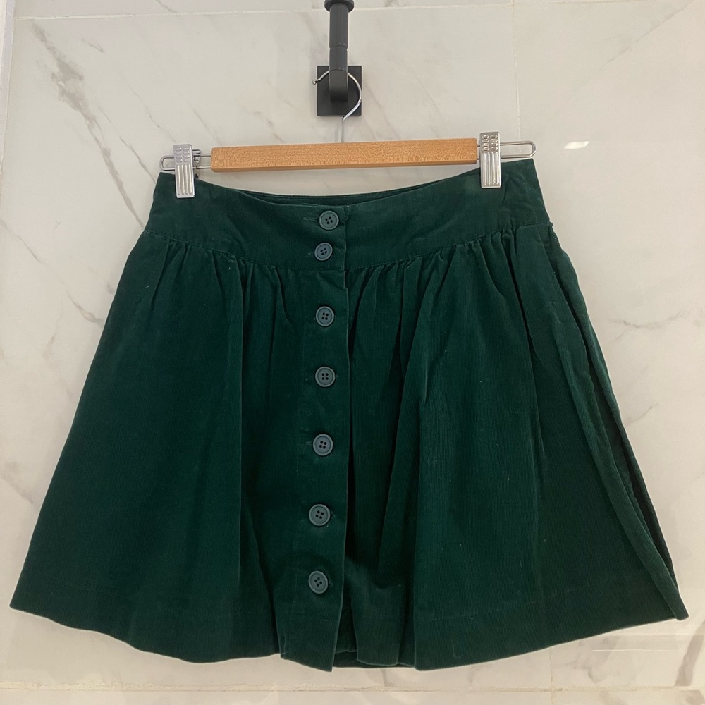 Green Curdoroy Short Skirt -Size Small